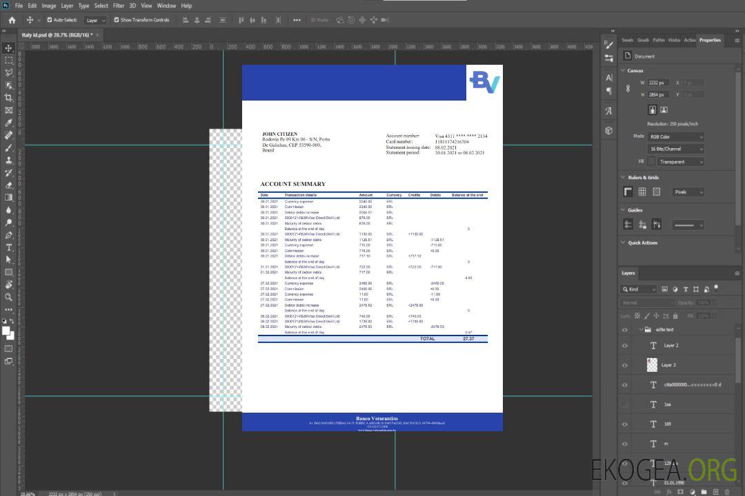 Modèle de relevé bancaire de la Banco Votorantim du Brésil au format Word et PDF template Modèle de relevé bancaire de la Banco Votorantim du Brésil au format Word et PDF template